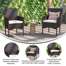 Load image into Gallery viewer, Maxim Modern Espresso Wicker Patio Armchairs for Deck or Backyard, Fade and Weather-Resistant Frames and Cream Cushions-Set of 2