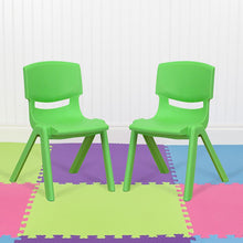 Load image into Gallery viewer, 2 Pack Green Plastic Stackable School Chair with 12" Seat Height
