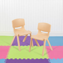 Load image into Gallery viewer, 2 Pack Natural Plastic Stackable School Chair with 13.25" Seat Height