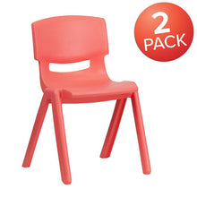 Load image into Gallery viewer, 2 Pack Red Plastic Stackable School Chair with 13.25" Seat Height