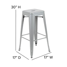 Load image into Gallery viewer, 30" High Metal Indoor Bar Stool in Silver - Stackable Set of 4