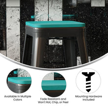 Load image into Gallery viewer, Perry Set of 4 Poly Resin Wood Seat with Rounded Edges for Colorful Metal Chairs and Stools in Mint