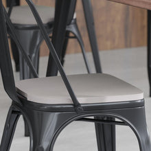 Load image into Gallery viewer, Perry Poly Resin Wood Square Seat with Rounded Edges for Colorful Metal Barstools in Gray