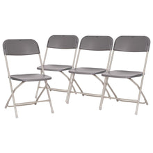 Load image into Gallery viewer, Hercules™ Series 4 Pack Gray Plastic Folding Chairs, Commercial Grade Contoured Comfort Big & Tall, 650LB. Weight Capacity Chair