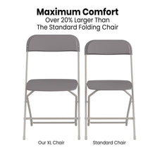 Load image into Gallery viewer, Hercules™ Series 4 Pack Gray Plastic Folding Chairs, Commercial Grade Contoured Comfort Big & Tall, 650LB. Weight Capacity Chair