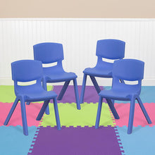 Load image into Gallery viewer, 4 Pack Blue Plastic Stackable School Chair with 12'' Seat Height