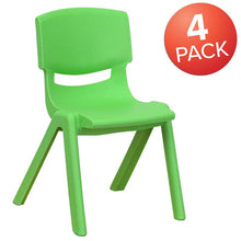 Load image into Gallery viewer, 4 Pack Green Plastic Stackable School Chair with 12'' Seat Height