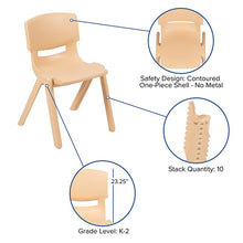 Load image into Gallery viewer, 4 Pack Natural Plastic Stackable School Chair with 13.25" Seat Height