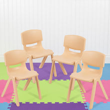 Load image into Gallery viewer, 4 Pack Natural Plastic Stackable School Chair with 13.25" Seat Height