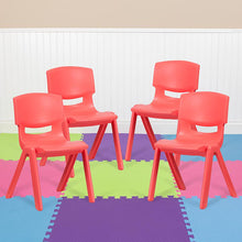 Load image into Gallery viewer, 4 Pack Red Plastic Stackable School Chair with 15.5'' Seat Height