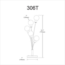 Load image into Gallery viewer, 5LT Incandescent Table Lamp, Aged Brass,Wh Glass