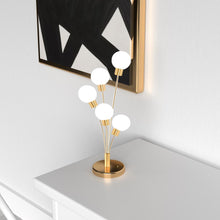 Load image into Gallery viewer, 5LT Incandescent Table Lamp, Aged Brass,Wh Glass