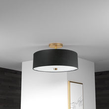 Load image into Gallery viewer, 3LT Incandescent Semi-Flush AGB, Black Shade
