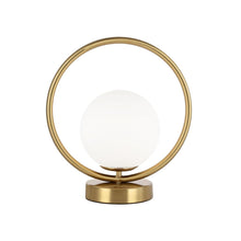 Load image into Gallery viewer, 1LT Halogen Table Lamp Aged Brass, White Glass