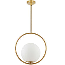 Load image into Gallery viewer, 1LT Incandescent Pendant, AGB, WH Opal Glass