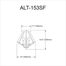 Load image into Gallery viewer, 3LT Semi-Flush Mount, MB, Clear Acrylic
