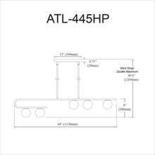 Load image into Gallery viewer, 5LT Horiz Pendant, MB, WH Glass