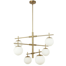 Load image into Gallery viewer, 6LT Halogen Chandelier, AGB with WH Opal Glass