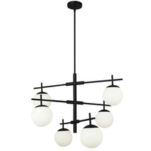 Load image into Gallery viewer, 6LT Halogen Chandelier, MB with WH Opal Glass