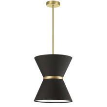 Load image into Gallery viewer, 1LT Incand Pendant, AGB, GLD ring, BK Shade