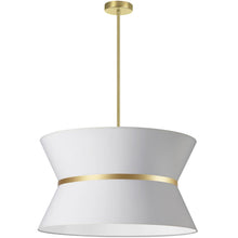 Load image into Gallery viewer, 4LT Incand Chandelier, AGB, GLD ring, WH Shade
