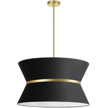 Load image into Gallery viewer, 4LT Incand Chandelier, AGB, GLD ring, BK Shade