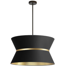 Load image into Gallery viewer, 4LT Incan Chandelier, MB, GLD ring, BK/GLD Shade