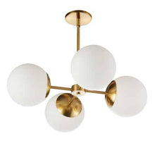 Load image into Gallery viewer, 4LT Chandelier, AGB, WH Opal Glass