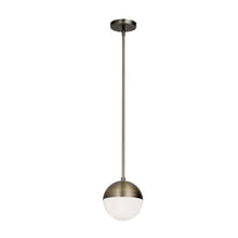 Load image into Gallery viewer, 1LT Halogen Pendant, AB, WH Opal Glass