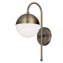 Load image into Gallery viewer, 1LT Halogen Sconce AB, WH Opal Glass HW + Plug