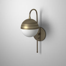 Load image into Gallery viewer, 1LT Halogen Sconce AB, WH Opal Glass HW + Plug
