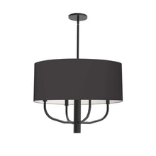 Load image into Gallery viewer, 4LT Incandescent Pendant, MB, BLK Fabric Shade