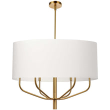 Load image into Gallery viewer, 6LT Incandescent Pendant, AGB, WH Fabric Shade