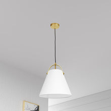 Load image into Gallery viewer, 1LT Emperor Pendant Aged Brass, White Shade