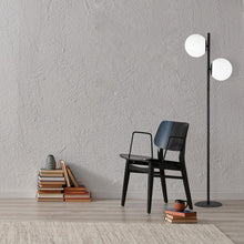 Load image into Gallery viewer, 2LT Incandescent Floor Lamp, MB, WH Opal Glass
