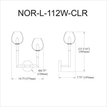 Load image into Gallery viewer, 2LT Incandescent Wall Sconce, MB, CLR Glass