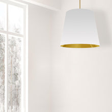 Load image into Gallery viewer, 1LT Oversized Drum Pendant Large, WH/GLD Shade