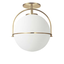 Load image into Gallery viewer, 1LT Incandescent Semi-Flush, AGB, WH Opal Glass