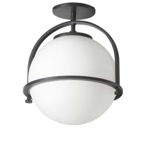 Load image into Gallery viewer, 1LT Incandescent Semi-Flush, MB, WH Opal Glass