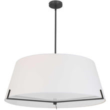 Load image into Gallery viewer, 4 LT Incandescent Pendant, MB, WH fabric shade