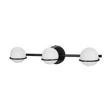 Load image into Gallery viewer, 3LT Halogen Vanity Matte Black, White Glass
