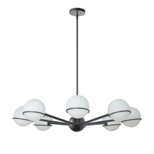 Load image into Gallery viewer, 8LT Halogen Chandelier, MB with WH Opal Glass