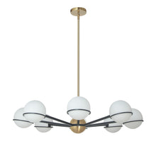 Load image into Gallery viewer, 8LT Halogen Chandelier, MB/AGB with WH Opal Glass