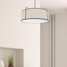 Load image into Gallery viewer, 4LT Drum Pendant Black/CRM Shade, 790 Diff