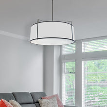 Load image into Gallery viewer, 4LT Drum Pendant Black/White Shade,790 Diff