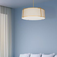 Load image into Gallery viewer, 4LT Drum Pendant GLD/CRM Shade, 790 Diff