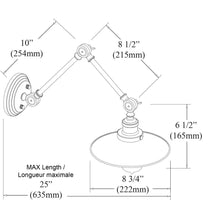 Load image into Gallery viewer, 1LT Incandescent Adjustable Wall Lamp, Blk finish