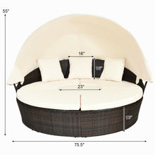Load image into Gallery viewer, Patio Round Daybed Rattan Furniture Sets with Canopy
