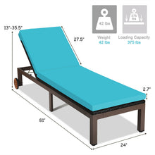 Load image into Gallery viewer, Patio Chaise Lounge Chair Outdoor Rattan Lounger Recliner Chair-Turquoise