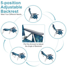 Load image into Gallery viewer, 2 Pack 5-Position Outdoor Folding Backpack Beach Table Chair Reclining Chair Set-Pewter